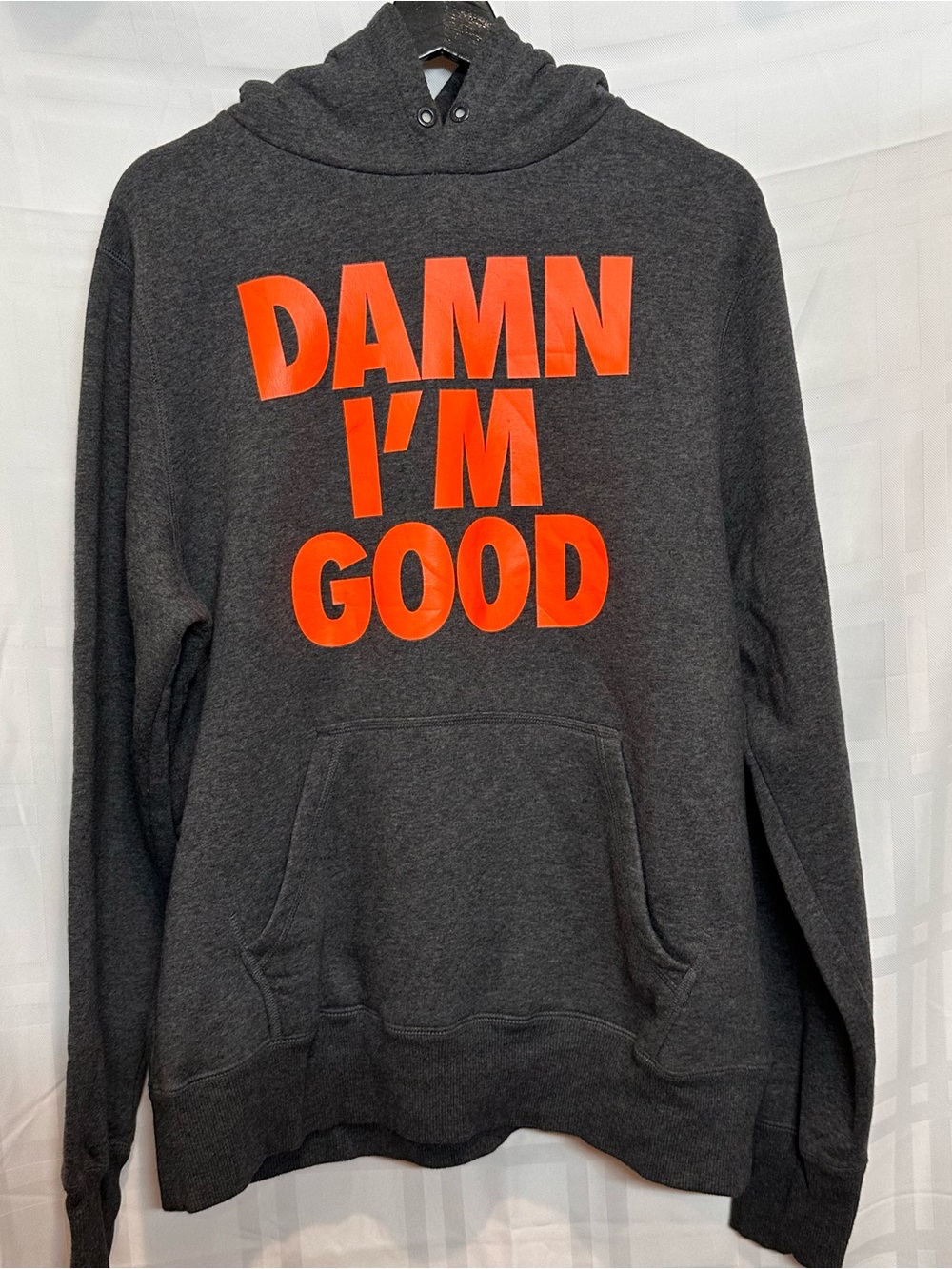 Nike "Damn I'm Good" Graphic
Pullover Hoodie - Charcoal Gray /
Orange